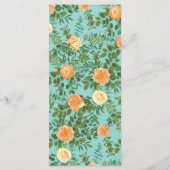 Peach Aqua Blauwgroen Weddenschap Rozen Floral Menu (Achterkant)