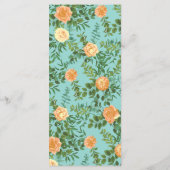 Peach Aqua Blauwgroen Weddenschap Rozen Floral Menu (Achterkant)