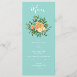 Peach Aqua Blauwgroen Weddenschap Rozen Floral Menu