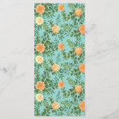 Peach Aqua Blauwgroen Weddenschap Rozen Floral Menu (Achterkant)