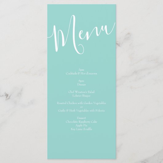 Peach Aqua Blauwgroen Weddenschap Rozen Floral Menu (Voorkant)