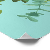 Peach Aqua Blauwgroen Weddenschap Rozen Floral Poster (Hoek)