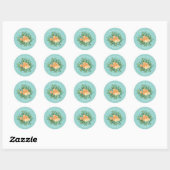 Peach Aqua Blauwgroen Weddenschap Rozen Floral Ronde Sticker (Vel)