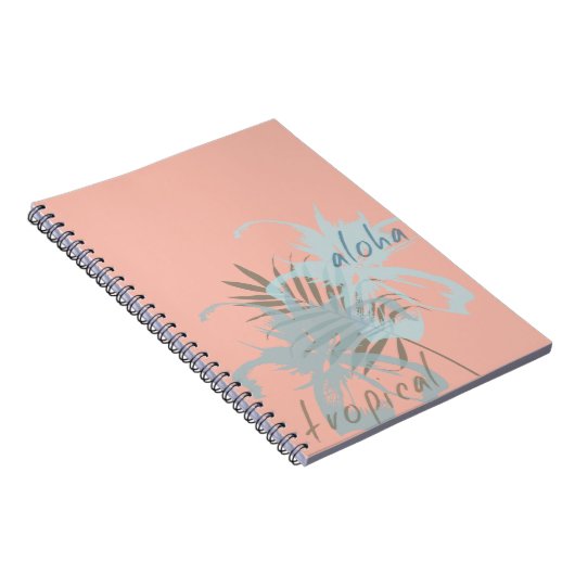 Peach Aqua Blue Tropical Aloha Bloemen Notitieboek (Rechterzijde)