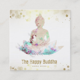 *~* Peach Aqua Buddha QR AP33 Floral Lotus Vierkante Visitekaartje