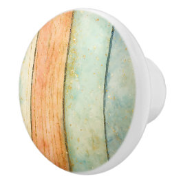 Peach Aqua Gold Natuurlijke Geometrische Artistiek Keramische Knop