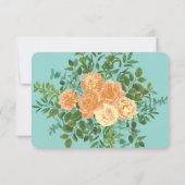 Peach & Aqua Peony & Roos Floral Information Kaart (Achterkant)