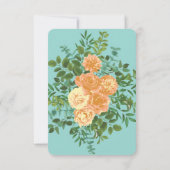 Peach & Aqua Peony Roos Floral Weddenschap Save Da Kaart (Achterkant)