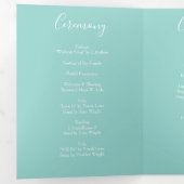 Peach & Aqua Peony & Roos Floral Wedding Programs Drieluik Programma (Binnenzijde eerst)