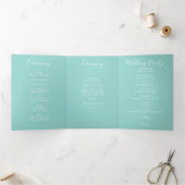 Peach & Aqua Peony & Roos Floral Wedding Programs Drieluik Programma (Binnen)