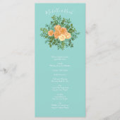 Peach & Aqua Peony & Roos Floral Wedding Programs Menu (Voorkant)