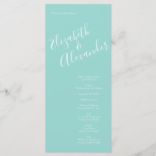 Peach & Aqua Peony & Roos Floral Wedding Programs Menu (Voorkant)