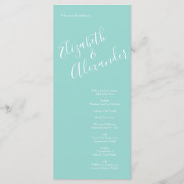 Peach & Aqua Peony & Roos Floral Wedding Programs Menu