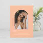Peach Arch Foto QR Code Save Our Date Kaart (Staand voorkant)