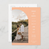 Peach Arch Photo QR Code Save the Date Briefkaart (Voorkant / Achterkant)