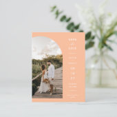 Peach Arch Photo QR Code Save the Date Briefkaart (Staand voorkant)