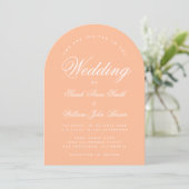 Peach Arch Wedding Eenvoudig Modern Elegant Script Kaart (Staand voorkant)