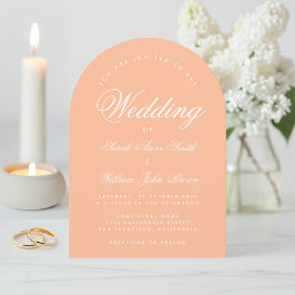 Peach Arch Wedding Eenvoudig Modern Elegant Script Kaart
