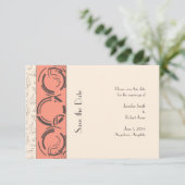 Peach Art Deco Circles Bewaar de datum Save The Date (Staand voorkant)