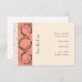 Peach Art Deco Circles Bewaar de datum Save The Date (Voorkant / Achterkant)