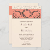 Peach Art Deco Circles Weddenschap Kaart (Voorkant / Achterkant)