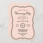  Peach Art Deco Jubileum Partij Kaart (Voorkant / Achterkant)