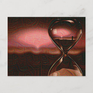 Peach Artistic Sunrise with Hourglass Briefkaart