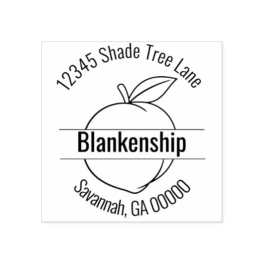 Peach Artwork Round Address Name Custom Rubberstempel (Afrduk)