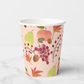 Peach Autumn Herfst Harvest Fruit Pattern Papieren Bekers (Achterkant)
