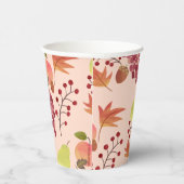 Peach Autumn Herfst Harvest Fruit Pattern Papieren Bekers (Rechts)