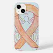 Peach Awareness Lint Engel Custom iPhone Case (Achterkant)