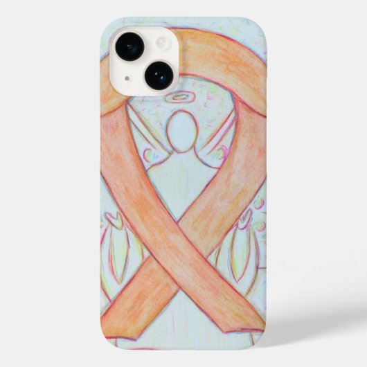 Peach Awareness Lint Engel Custom iPhone Case (Achterkant)