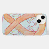 Peach Awareness Lint Engel Custom iPhone Case (Achterkant (horizontaal))
