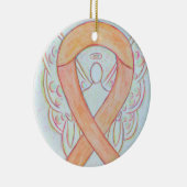 Peach Awareness Ribbon Angel Custom Art Ornaments Keramisch Ornament (Rechts)