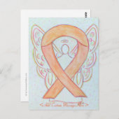 Peach Awareness Ribbon Angel Custom Briefkaart (Voorkant / Achterkant)