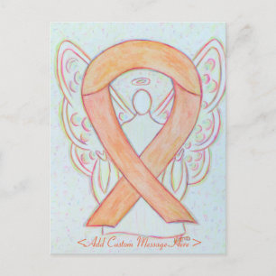 Peach Awareness Ribbon Angel Custom Briefkaart