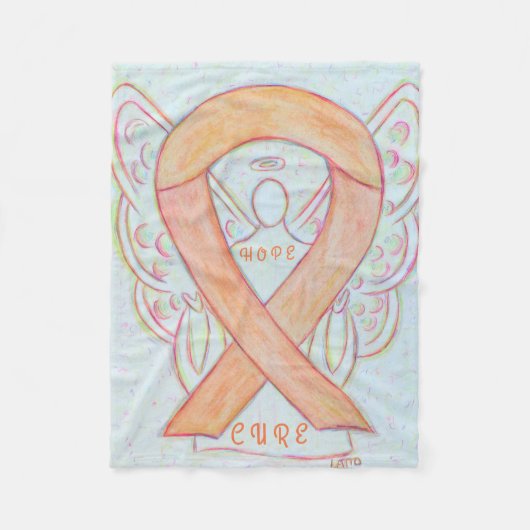 Peach Awareness Ribbon Angel Hope and Cure Blanket Fleece Deken (Voorkant)
