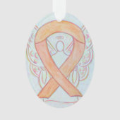 Peach Awareness Ribbon Angel Ornament Pendant (voorkant)