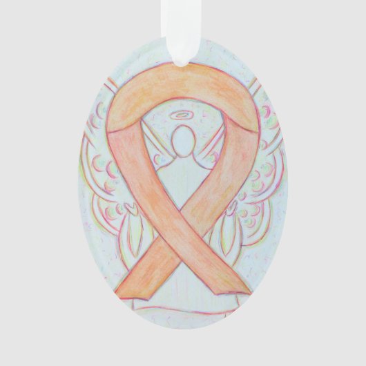 Peach Awareness Ribbon Angel Ornament Pendant (voorkant)