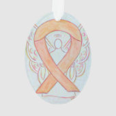 Peach Awareness Ribbon Angel Ornament Pendant (achterkant)