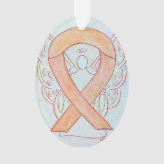 Peach Awareness Ribbon Angel Ornament Pendant (achterkant)