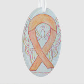 Peach Awareness Ribbon Angel Ornament Pendant (voorkant)