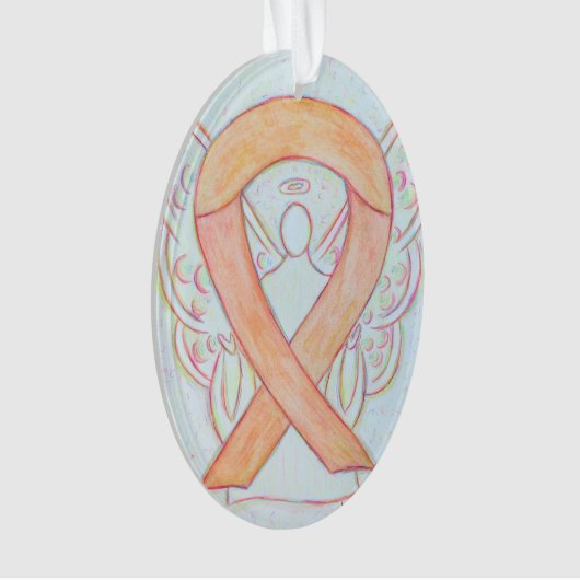 Peach Awareness Ribbon Angel Ornament Pendant (voorkant)