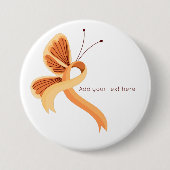 Peach Awareness Ribbon Butterfly Button (Voorkant)