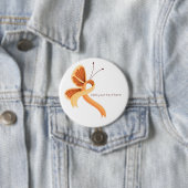 Peach Awareness Ribbon Butterfly Button (In situ)