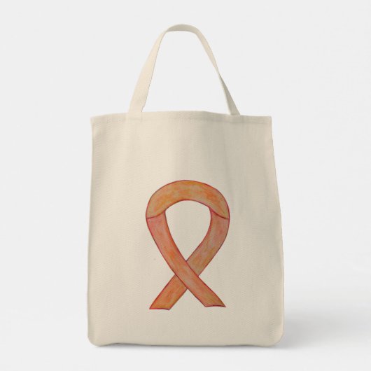 Peach Awareness Ribbon Custom Art Canvas tas (Achterkant)