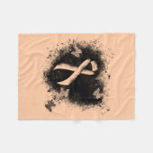 Peach Awareness Ribbon Grunge Heart Fleece Deken (Voorkant (Horizontaal))