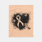 Peach Awareness Ribbon Grunge Heart Fleece Deken (Voorkant)