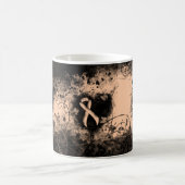 Peach Awareness Ribbon Grunge Heart Koffiemok (Center)