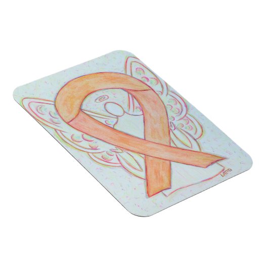 Peach Awareness Ribbon Guardian Angel Gift Magnets Magneet (Rechterzijde)